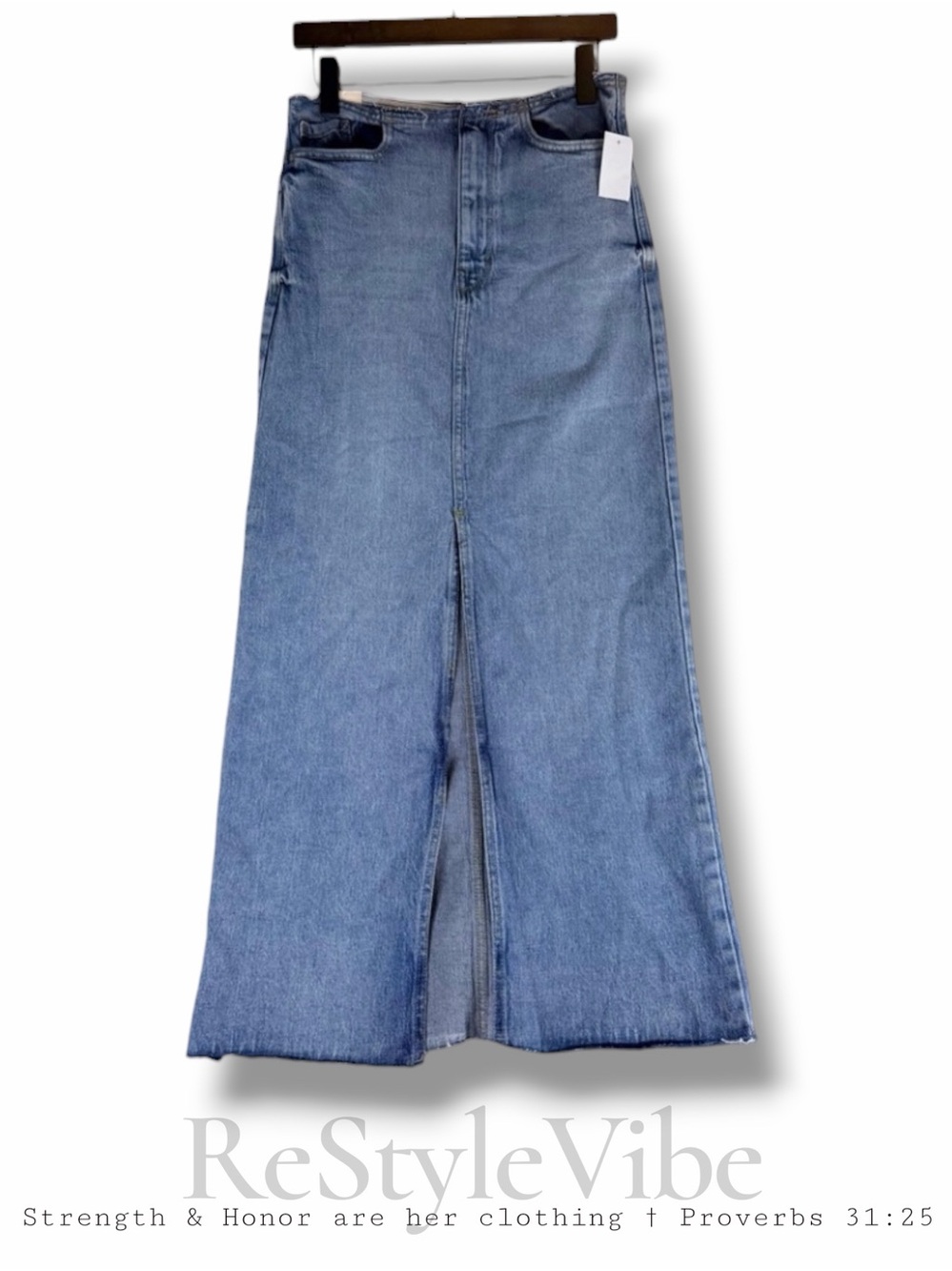 KENSIE JEANS Women’s Size 2/26 Skirt Denim Jean MAXI Style NWT Front Slit